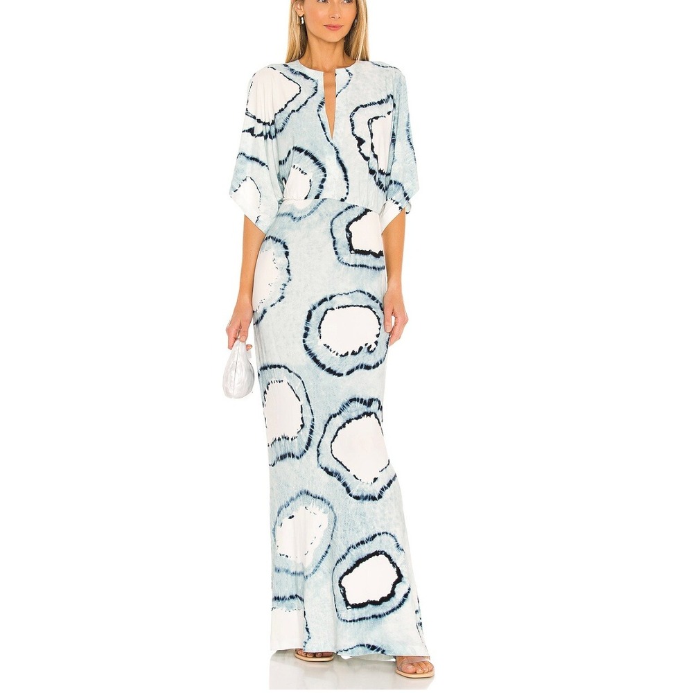 Norma Kamali Obie Tie-Dye Coverup Gown in Blue Tye Dye sz XS